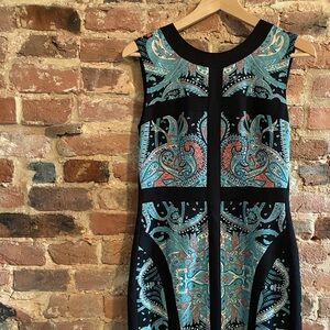 DVF Blue Paisley Cocktail Dress - Size 6